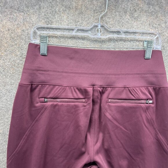 Athleta Skyline Pants Women Medium Burgundy Stretch Jogger Athletic Knit Tapered - Picture 9 of 10